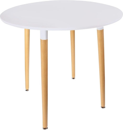 Round Dining Room Table White 76x76x75.5cm