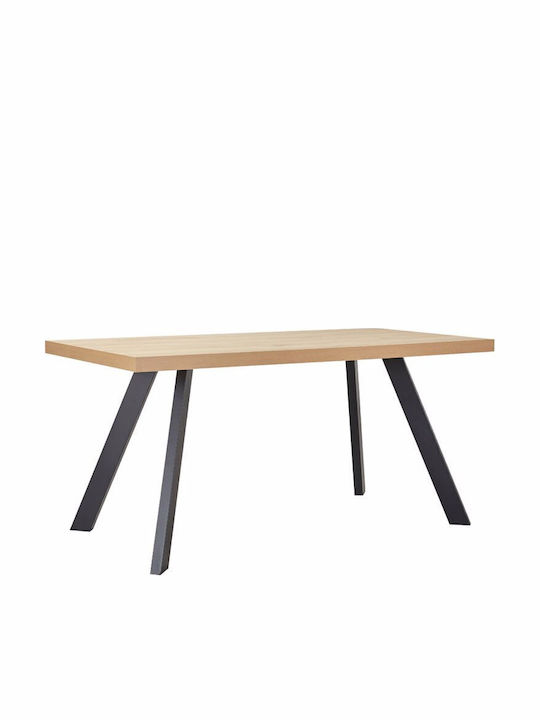 Ville Table Dining Room Wooden with Metal Frame Natural 160x80x76cm