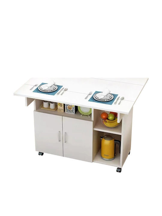 Table Kitchen Collapsible Wooden White 80x70x75cm
