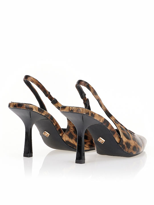 Spitze Zehe Pumps mit Hochabsatz Tiermuster Braun