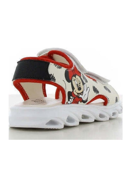 Παιδικά Πέδιλα Minnie Mouse με Σκρατς & Φωτάκια Λευκά