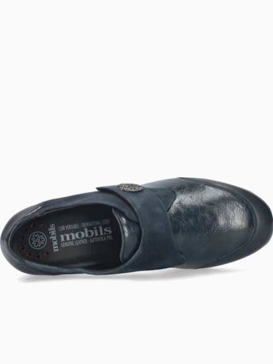 Anatomische Damen Slip-Ons Leder Blau