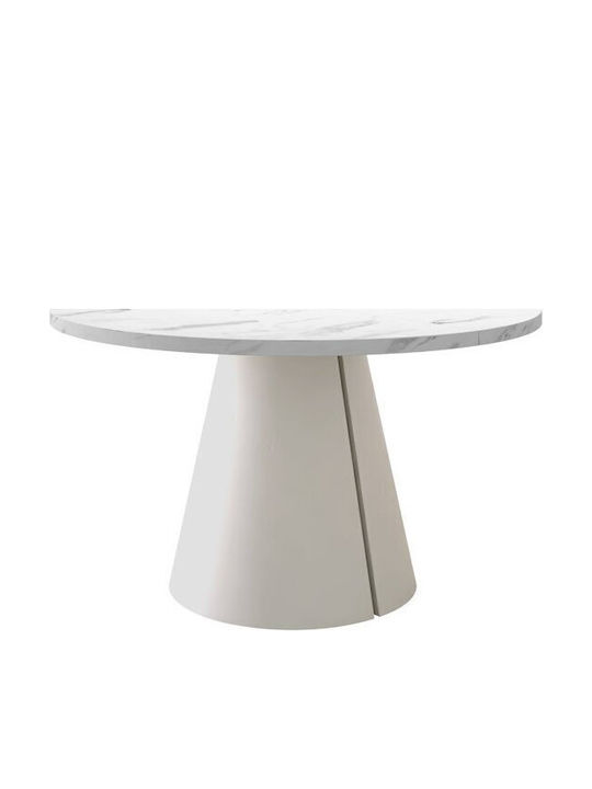 Oswego 166 Round Dining Room Extendable Table with Kashmir Marble Surface 76x76cm