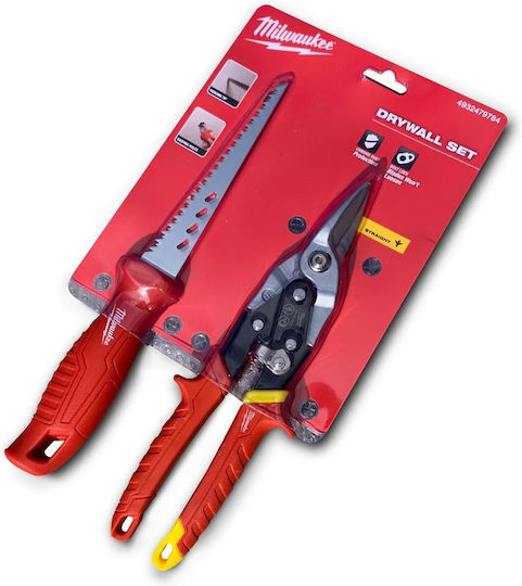 Milwaukee 4932479784 Σετ Εργαλεία Χειρός Πριόνι Γυψοσανίδας & Ψαλίδι Λαμαρίνας 2τμχ