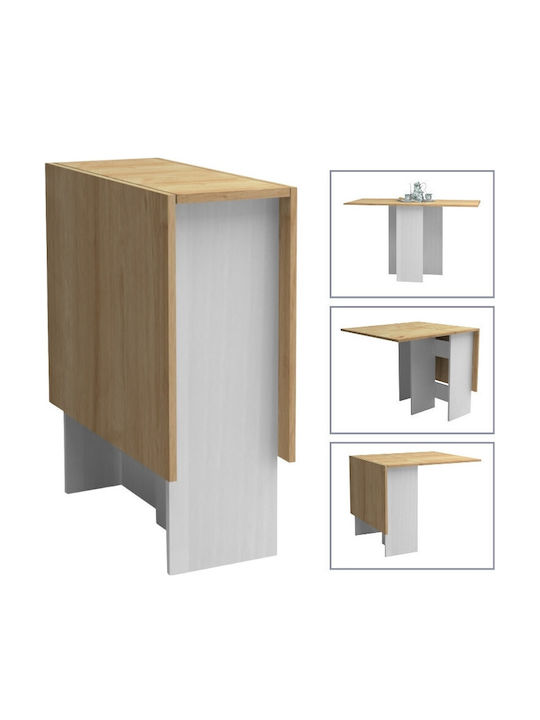Pepe Table Kitchen Extendable Collapsible Wooden White - Natural Beech 56(+74)x77x75cm