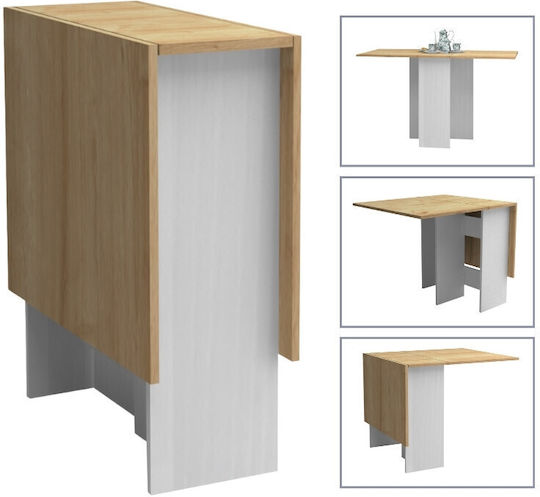 Pepe Kitchen Extendable Collapsible White - Natural Beech 56+74x77x75cm