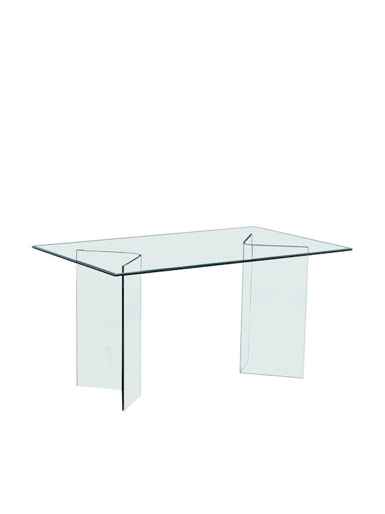 Glasser Прозрачна Правоъгълна Стъклена Маса За Кухня 150x90x75см