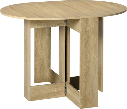 Oval Esstisch Klappbar Holz Eiche 104x76x73,7cm