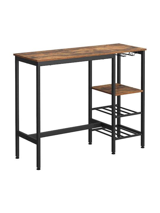 Table Bar Wooden with Metal Frame Dark Brown 110x40x90cm