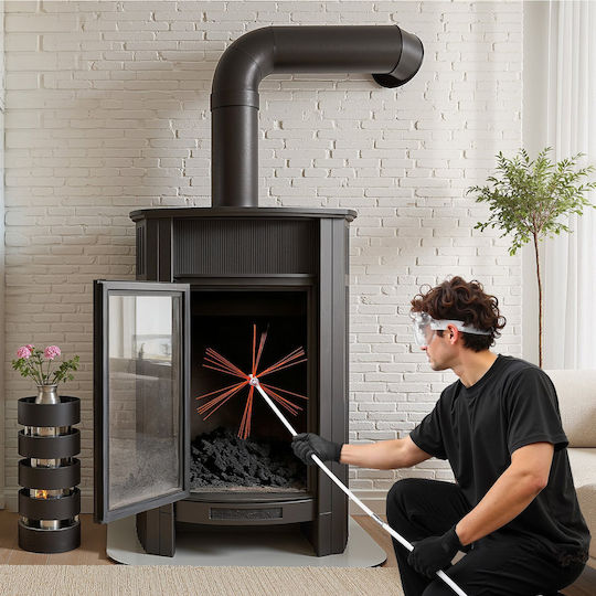 Vevor Chimney Cleaning Set Extendable Up To 7 M 2 Brush Heads Protective Glasses Square Rectangular Arched Chimneys Sstycqstj26y83uzw001v0