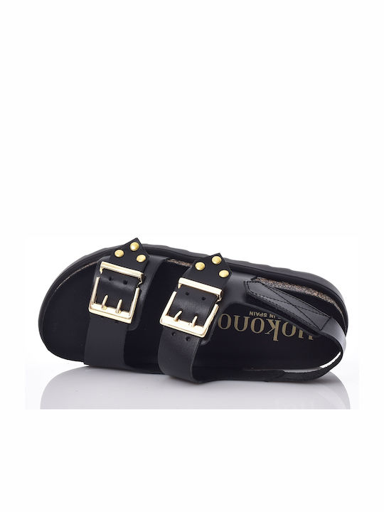 Leather Women's Anatomic Flat Sandals Black