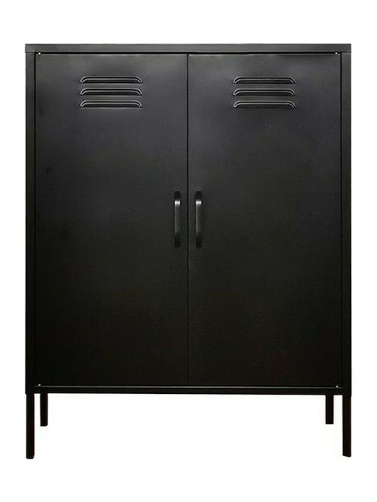 Dulap cu două uși Metal cu 2 Rafturi Μαύρo 80x40x102cm