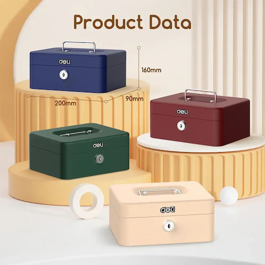 Deli Cash Box with Lock ET502 Black