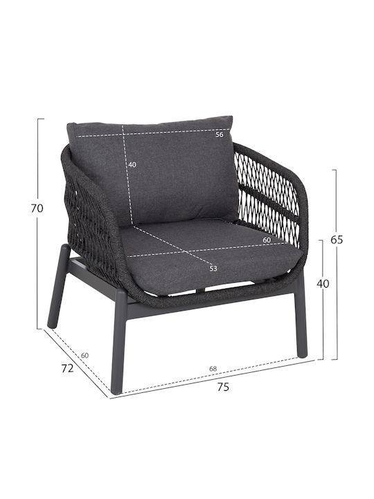 Set Cameră De Zi Pentru Exterior 5 Piese Gri Cu Perne