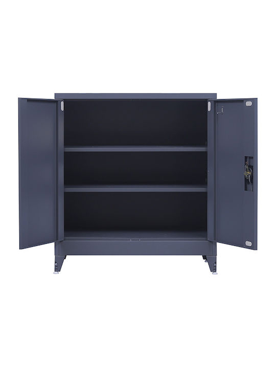 Dublu-Foi Dulap Metalic Galvanizat Cu Δin Posibilitatea De Blocare Cu 2 Rafturi Antracit Mat 90x45x101 Cm
