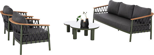 Outdoor Living Room Set Stream 5 Pieces Green with Pillows