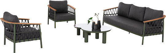 Outdoor Living Room Set Stream 5 Pieces Green with Pillows
