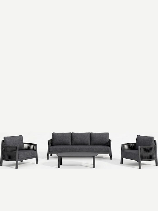 Set Camera De Zi Pentru Exterior 4 Piese Antracit Cu Perne