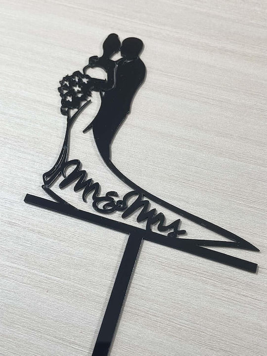 Cake Topper Flippy Model 1 Mrandmrs 17.5 X 11 Cm Black