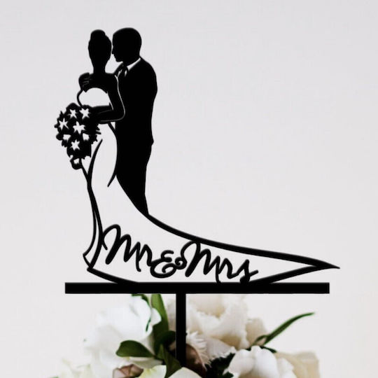 Cake Topper Flippy Model 1 Mrandmrs 17.5 X 11 Cm Negru