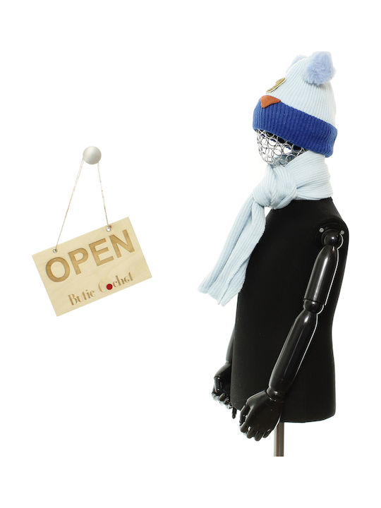 Kinder Beanies Set mit Gestricktem Blau mit Schal