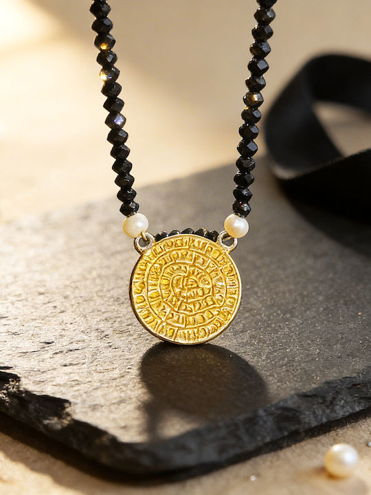Vergoldete Silberschmuck Halskette Schwarz