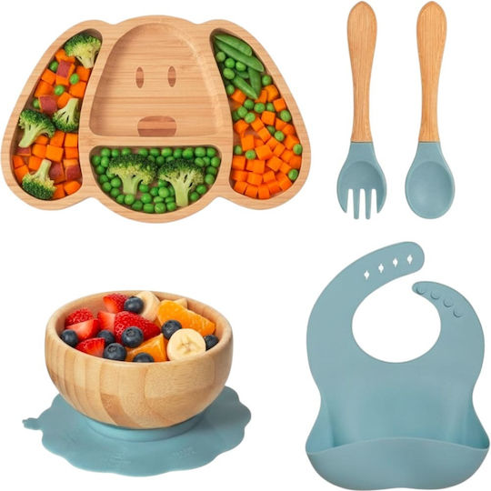 Queen Mother Feeding Set Blue Happy Puppy from Bamboo Blue 5pcs TRN8848