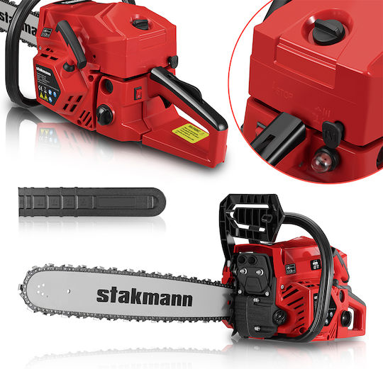 Stakmann Αλυσοπρίονο Βενζίνης 52cc 5.5kg με Λάμα 50cm και Easy Start