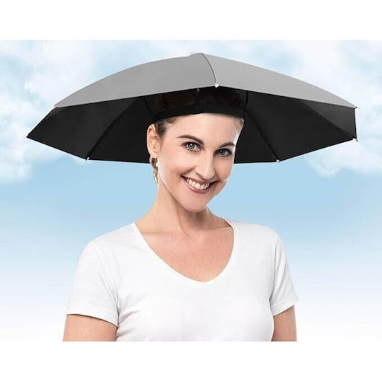 Umbrelă Tip Șapcă Flippy Diametru 69 Cm Bandă Elastică Pentru Cap Protecție Uv Ploaie Gri