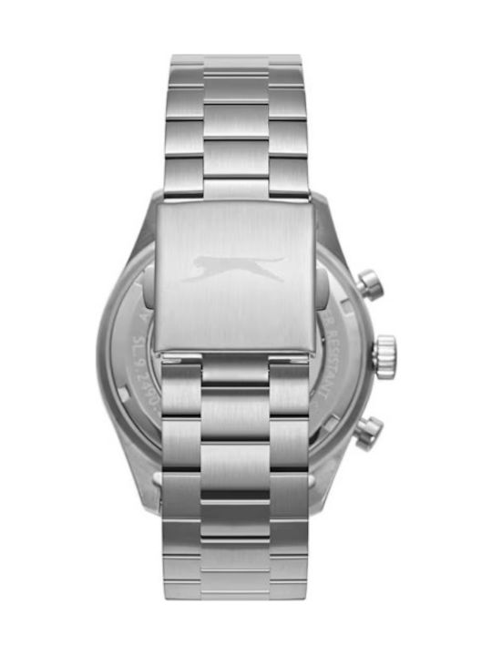 Slazenger Herrenuhr 44mm Chronograph Batterie mit Silber Metall-Armband
