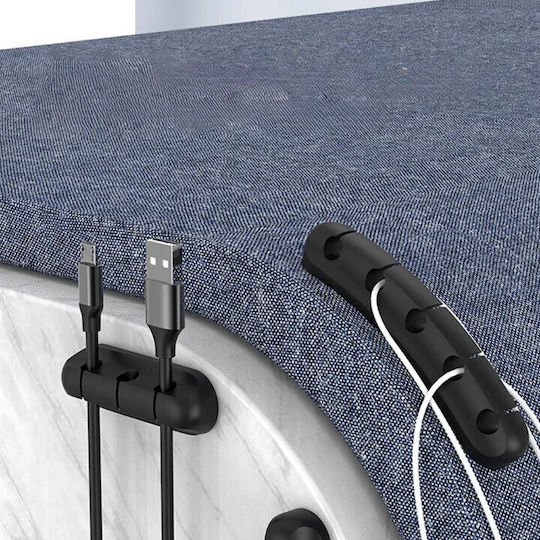 Kabelclips Flippy Selbstklebend Multifunktional 5 Unterstützungsslots 9,6x2,2cm Schwarze