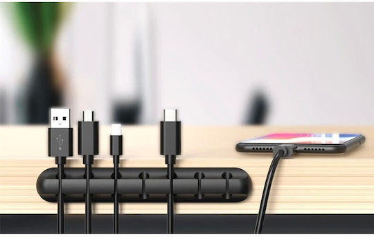 Cable Organizer Flippy Self-adhesive Multifunctional 7 Support Slots 11.8x2.2cm Black