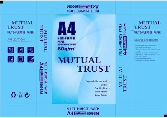 Hârtie Copier A4 Mutual Trust Flippy 80 G/m² 5 Topuri X 500 Foi Top 2500 Foi 210 X 297 Mm Hârtie Multifuncțională Imprimantă