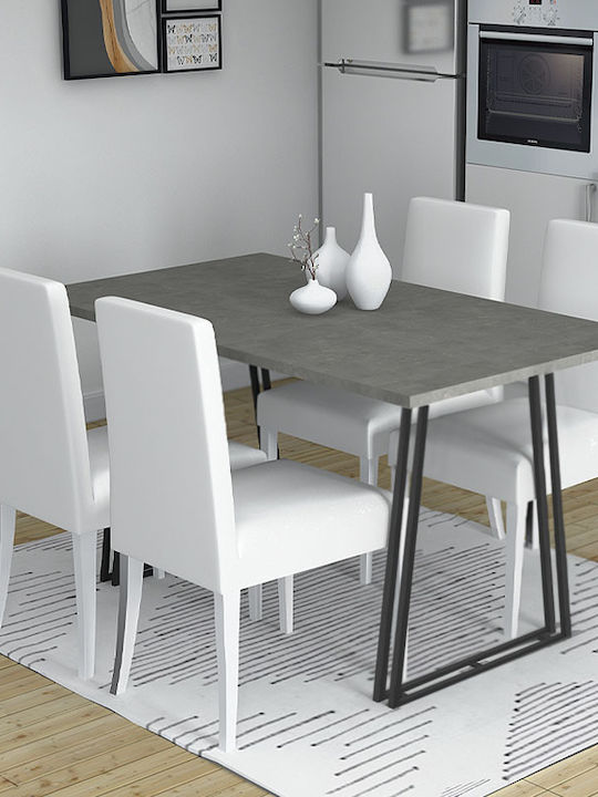 Gable Table Kitchen Wooden with Metal Frame Black / Charcoal 140x80x76cm