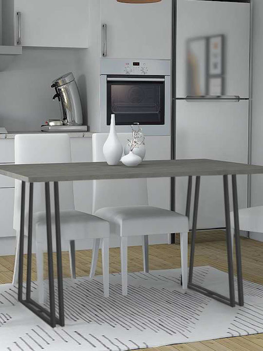 Gable Table Kitchen Wooden with Metal Frame Black / Charcoal 140x80x76cm