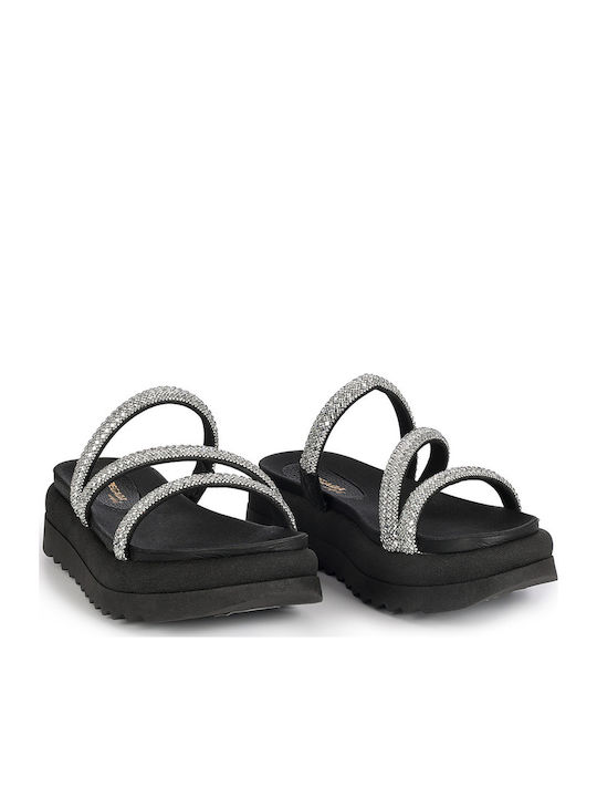 Sandale Casual Damă Anatomici Flatforme Negre Din Piele