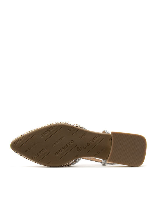 Δερμάτινες Γυναικείες Μπαλαρίνες Slingback με Λουράκι σε Ασημί Χρώμα