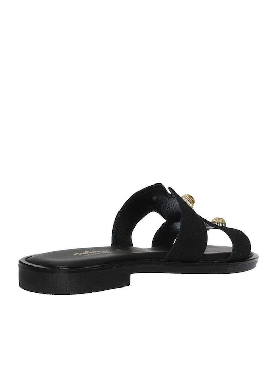 Leather Women's Flat Sandals Black