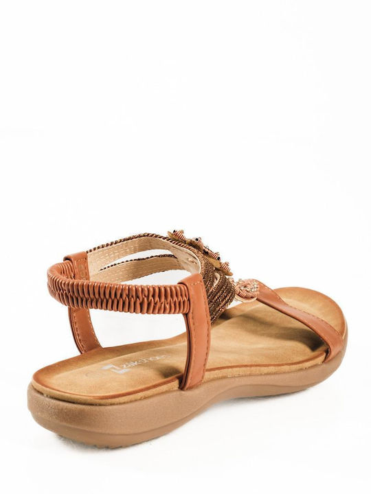 Damen Flache Sandalen Tabac Braun