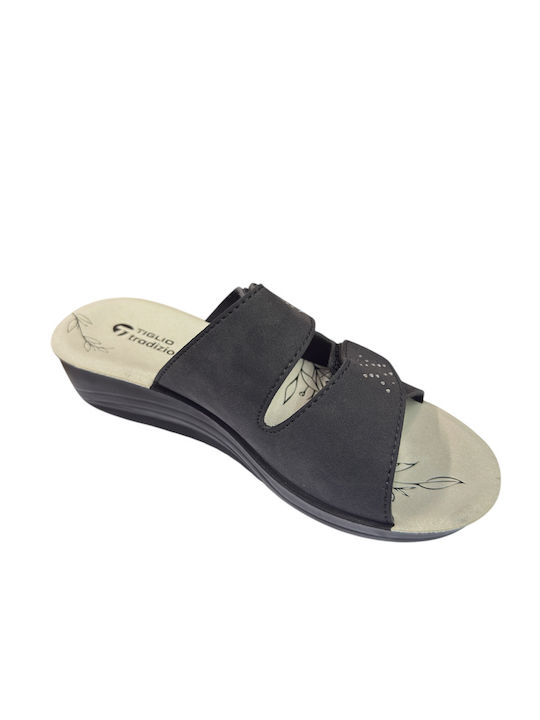 Damen Flache Sandalen Schwarz