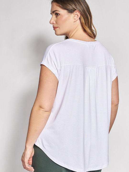 Bluza Damă Mâneci Scurte Albă