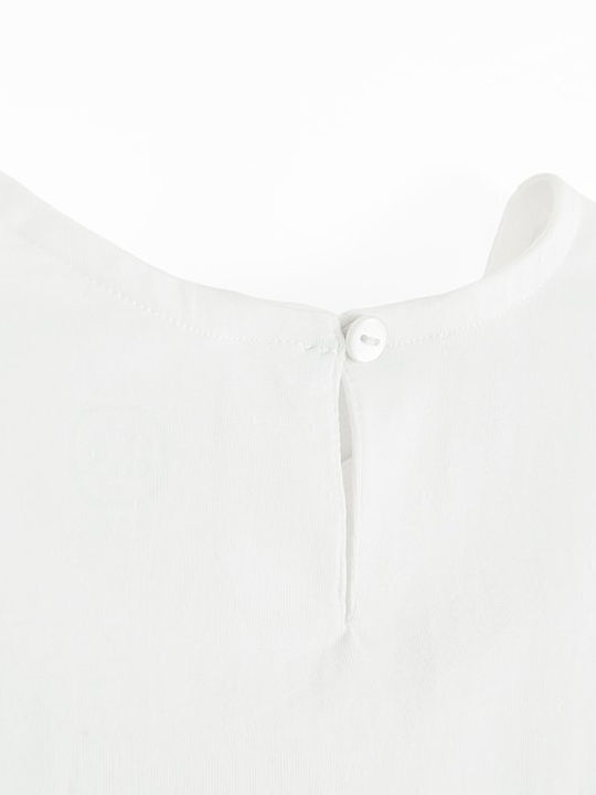 Bluza Pentru Copii Cu Mâneci Scurte Albă