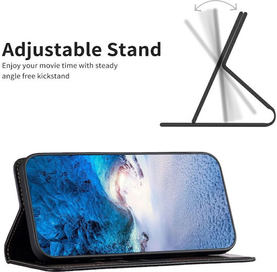 Xiaomi Redmi Note 14 4G Case Binfen Color Leather Wallet Series 9 Stand Card Slots Magnetic Closure Black
