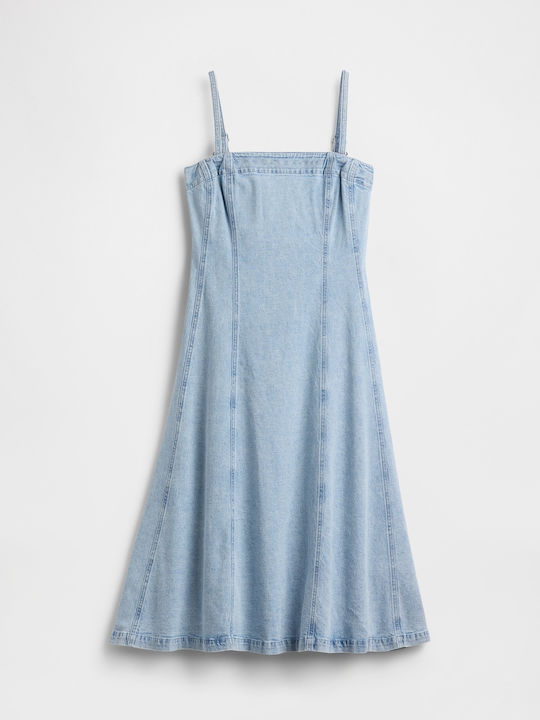 Sommer Midi Damenkleid Denim Blau