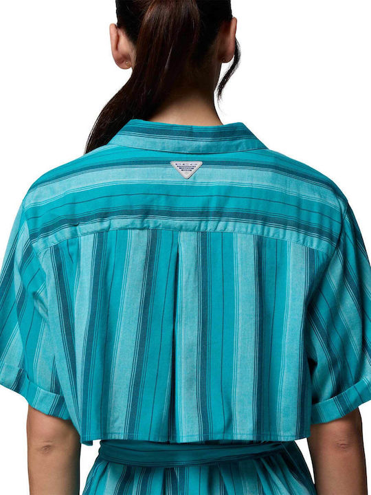 Sommer Mini Hemdkleid Blau