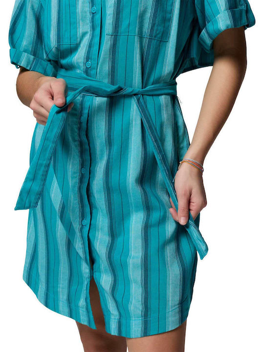 Sommer Mini Hemdkleid Blau