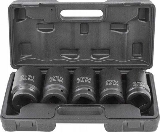 Rockforce Pneumatic Hexagon Sockets with 1" Frame Host Set 5 Pieces