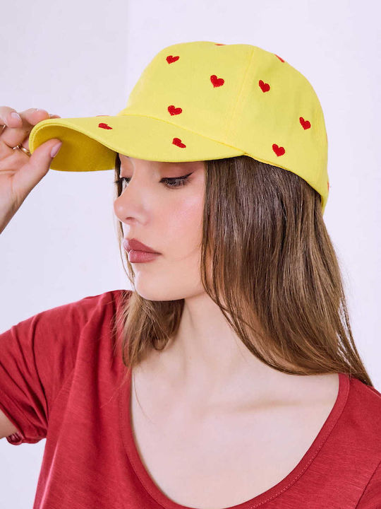 Celestino Women's Jockey Hat Hearts Yellow