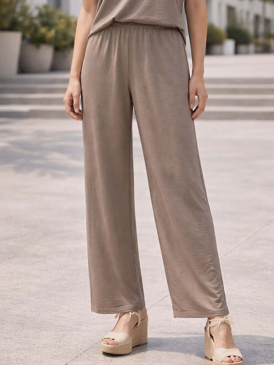 Women's Beige Set with Trousers with Rubber Band