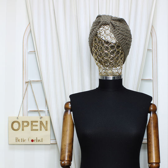 Bentită Tricotată Pentru Păr Femei 100% Acrilic ButicCochet O Mărime Culoare Khaki Bnt385
